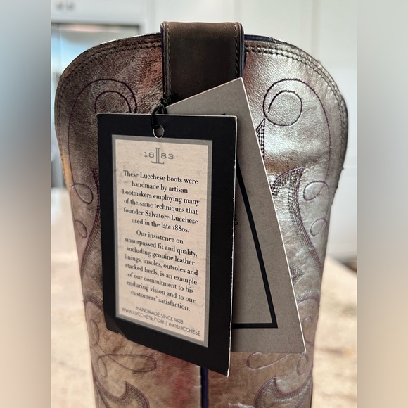 NEW Rare Lucchese Women’s Goat Leather Anthracite / Pewter Boots - Picture 11 of 16